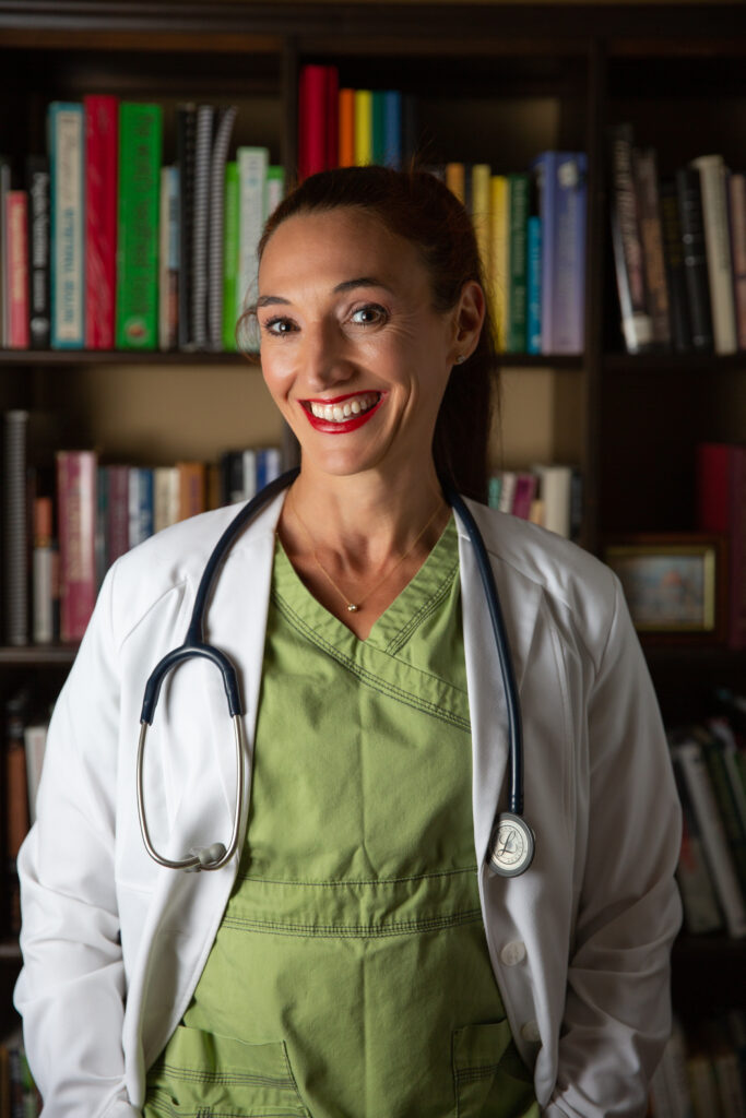 Dr. Wdowin in green scrubs