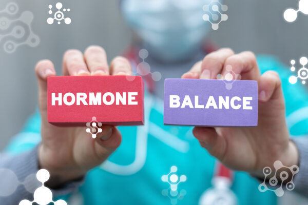 Medical concept of hormone balance. Hormonal therapy. Hormones